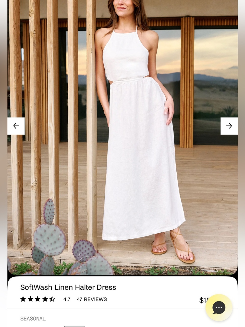 NWT BEYOND YOGA SoftWash Linen Halter Dress M
